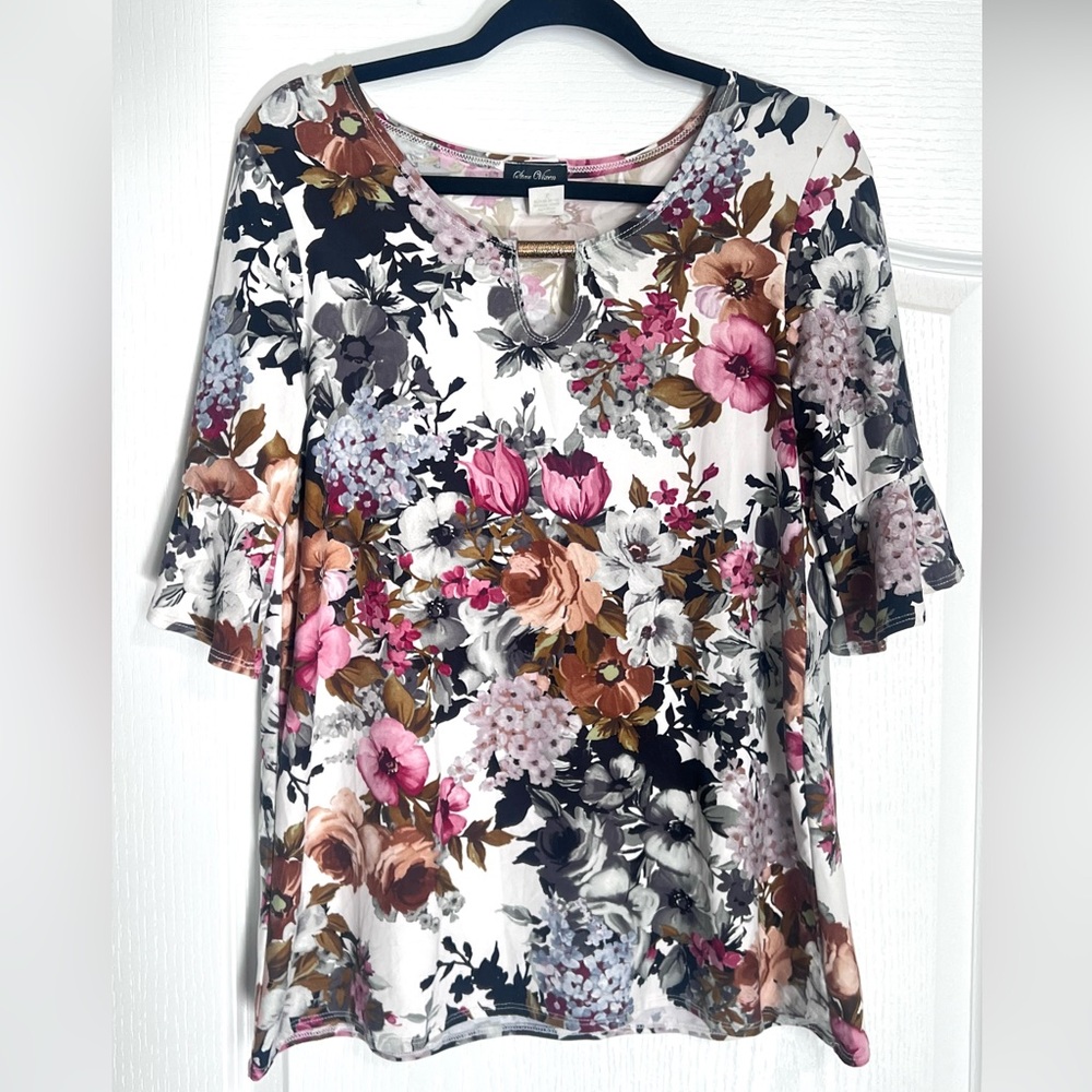 Star Vixen White Floral Print Women's Top L
